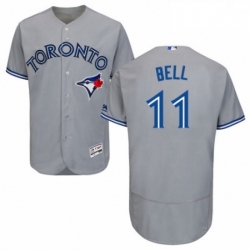 Mens Majestic Toronto Blue Jays 11 George Bell Grey Road Flex Base Authentic Collection MLB Jersey