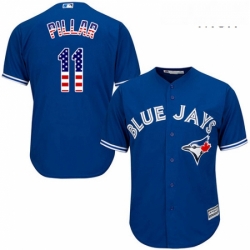 Mens Majestic Toronto Blue Jays 11 Kevin Pillar Replica Royal Blue USA Flag Fashion MLB Jersey