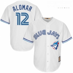 Mens Majestic Toronto Blue Jays 12 Roberto Alomar Replica White Cooperstown MLB Jersey