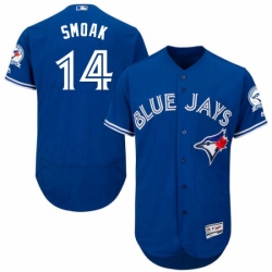 Mens Majestic Toronto Blue Jays 14 Justin Smoak Blue Alternate Flex Base Authentic Collection MLB Jersey