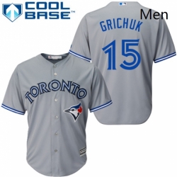 Mens Majestic Toronto Blue Jays 15 Randal Grichuk Replica Grey Road MLB Jersey 