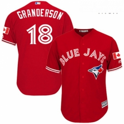 Mens Majestic Toronto Blue Jays 18 Curtis Granderson Replica Scarlet Alternate Cool Base MLB Jersey 