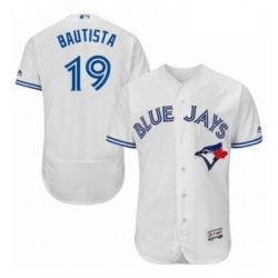 Mens Majestic Toronto Blue Jays 19 Jose Bautista White Home Flex Base Authentic Collection MLB Jersey