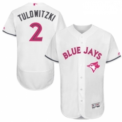 Mens Majestic Toronto Blue Jays 2 Troy Tulowitzki Authentic White 2016 Mothers Day Fashion Flex Base Jersey