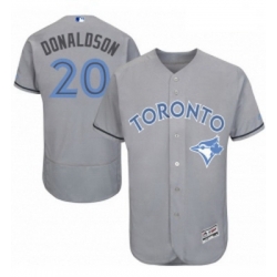 Mens Majestic Toronto Blue Jays 20 Josh Donaldson Authentic Gray 2016 Fathers Day Fashion Flex Base Jersey 