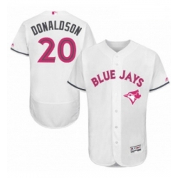 Mens Majestic Toronto Blue Jays 20 Josh Donaldson Authentic White 2016 Mothers Day Fashion Flex Base Jersey