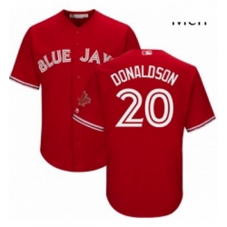 Mens Majestic Toronto Blue Jays 20 Josh Donaldson Replica Scarlet Alternate Cool Base MLB Jersey