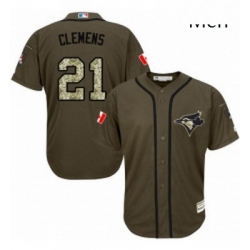 Mens Majestic Toronto Blue Jays 21 Roger Clemens Authentic Green Salute to Service MLB Jersey