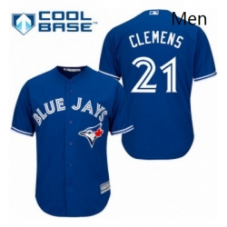 Mens Majestic Toronto Blue Jays 21 Roger Clemens Replica Blue Alternate MLB Jersey