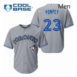 Mens Majestic Toronto Blue Jays 23 Dalton Pompey Replica Grey Road MLB Jersey