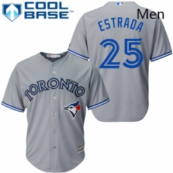 Mens Majestic Toronto Blue Jays 25 Marco Estrada Replica Grey Road MLB Jersey