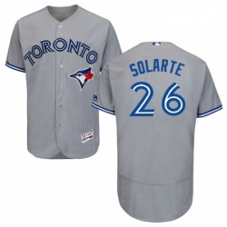 Mens Majestic Toronto Blue Jays 26 Yangervis Solarte Grey Road Flex Base Authentic Collection MLB Jersey