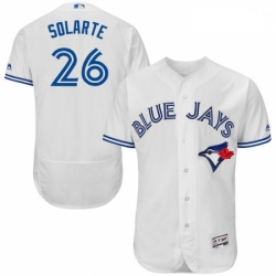 Mens Majestic Toronto Blue Jays 26 Yangervis Solarte White Home Flex Base Authentic Collection MLB Jersey