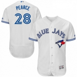 Mens Majestic Toronto Blue Jays 28 Steve Pearce White Home Flex Base Authentic Collection MLB Jersey