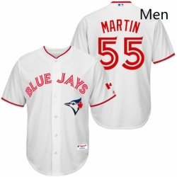 Mens Majestic Toronto Blue Jays 55 Russell Martin Replica White 2015 Canada Day MLB Jersey