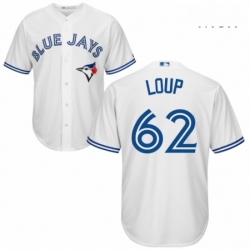 Mens Majestic Toronto Blue Jays 62 Aaron Loup Replica White Home MLB Jersey 