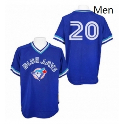 Mens Mitchell and Ness Toronto Blue Jays 20 Josh Donaldson Authentic Blue Throwback MLB Jersey