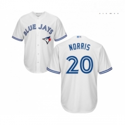 Mens Toronto Blue Jays 20 Bud Norris Replica White Home Baseball Jersey 