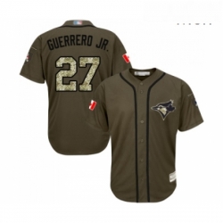 Mens Toronto Blue Jays 27 Vladimir Guerrero Jr Authentic Green Salute to Service Baseball Jersey 