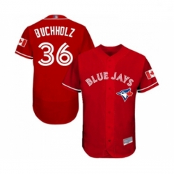 Mens Toronto Blue Jays 36 Clay Buchholz Scarlet Alternate Flex Base Authentic Collection MLB Jersey