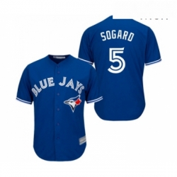 Mens Toronto Blue Jays 5 Eric Sogard Replica Blue Alternate Baseball Jersey 