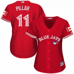 Womens Majestic Toronto Blue Jays 11 Kevin Pillar Replica Red Canada Day MLB Jersey