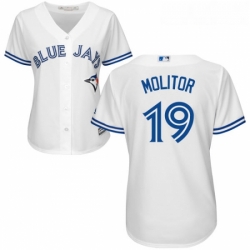 Womens Majestic Toronto Blue Jays 19 Paul Molitor Replica White Home MLB Jersey