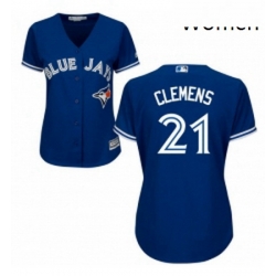 Womens Majestic Toronto Blue Jays 21 Roger Clemens Authentic Blue Alternate MLB Jersey