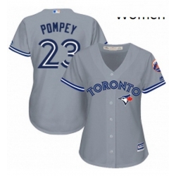 Womens Majestic Toronto Blue Jays 23 Dalton Pompey Authentic Grey Road MLB Jersey