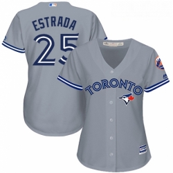 Womens Majestic Toronto Blue Jays 25 Marco Estrada Replica Grey Road MLB Jersey