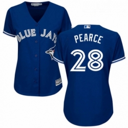 Womens Majestic Toronto Blue Jays 28 Steve Pearce Replica Blue Alternate MLB Jersey 