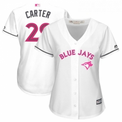 Womens Majestic Toronto Blue Jays 29 Joe Carter Authentic White Mothers Day Cool Base MLB Jersey