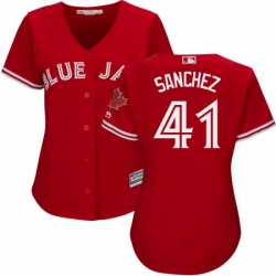 Womens Majestic Toronto Blue Jays 41 Aaron Sanchez Replica Scarlet Alternate MLB Jersey