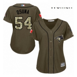 Womens Majestic Toronto Blue Jays 54 Roberto Osuna Replica Green Salute to Service MLB Jersey