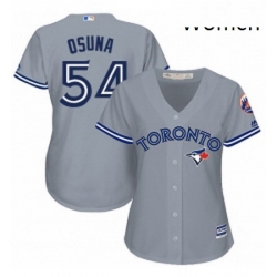 Womens Majestic Toronto Blue Jays 54 Roberto Osuna Replica Grey Road MLB Jersey