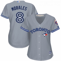 Womens Majestic Toronto Blue Jays 8 Kendrys Morales Replica Grey Road MLB Jersey