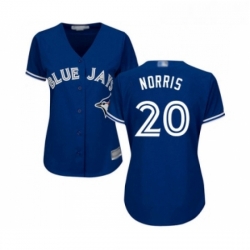 Womens Toronto Blue Jays 20 Bud Norris Replica Blue Alternate Baseball Jersey 