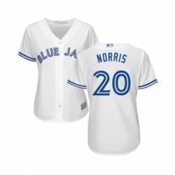 Womens Toronto Blue Jays 20 Bud Norris Replica White Home Baseball Jersey 