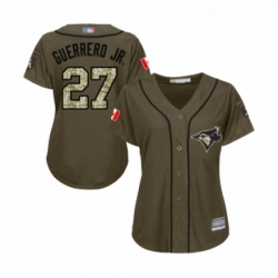 Womens Toronto Blue Jays 27 Vladimir Guerrero Jr Authentic Green Salute to Service Baseball Jersey 