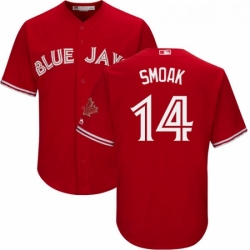 Youth Majestic Toronto Blue Jays 14 Justin Smoak Authentic Scarlet Alternate MLB Jersey