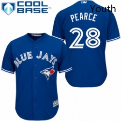 Youth Majestic Toronto Blue Jays 28 Steve Pearce Replica Blue Alternate MLB Jersey 