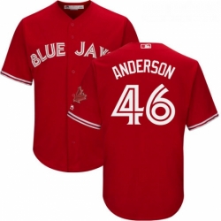 Youth Majestic Toronto Blue Jays 46 Brett Anderson Replica Scarlet Alternate MLB Jersey 