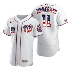 Men Washington Nationals 11 Ryan Zimmerman Men Nike White Fluttering USA Flag Limited Edition Flex Base MLB Jersey