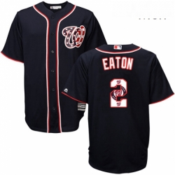 Mens Majestic Washington Nationals 2 Adam Eaton Authentic Navy Blue Team Logo Fashion Cool Base MLB Jersey