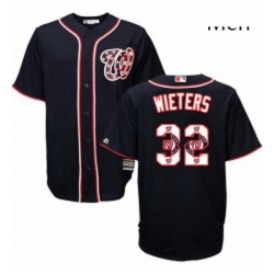 Mens Majestic Washington Nationals 32 Matt Wieters Authentic Navy Blue Team Logo Fashion Cool Base MLB Jersey