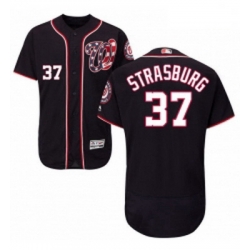 Mens Majestic Washington Nationals 37 Stephen Strasburg Navy Blue Alternate Flex Base Authentic Collection MLB Jersey