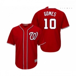 Mens Washington Nationals 10 Yan Gomes Replica Red Alternate 1 Cool Base Baseball Jersey 