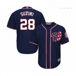 Mens Washington Nationals 28 Kurt Suzuki Replica Navy Blue Alternate 2 Cool Base Baseball Jersey 