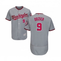 Mens Washington Nationals 9 Brian Dozier Grey Road Flex Base Authentic Collection Baseball Jersey