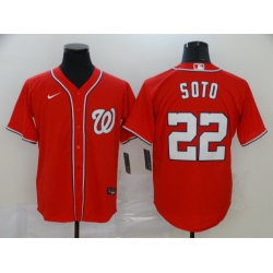 Nationals 22 Juan Soto Red Nike 2020 Cool Base Jersey